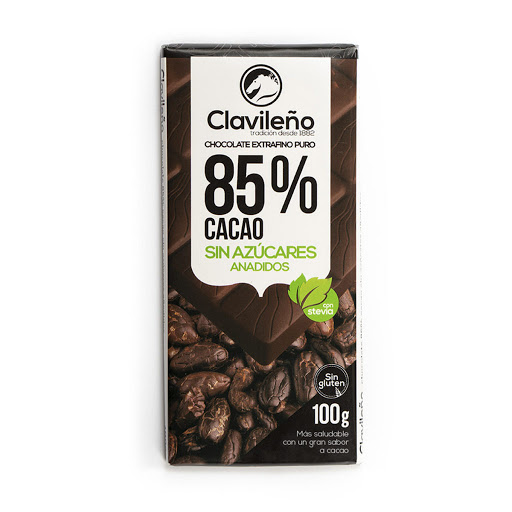 chocolate extrafino puro 85% cacao con stevia Clavileño