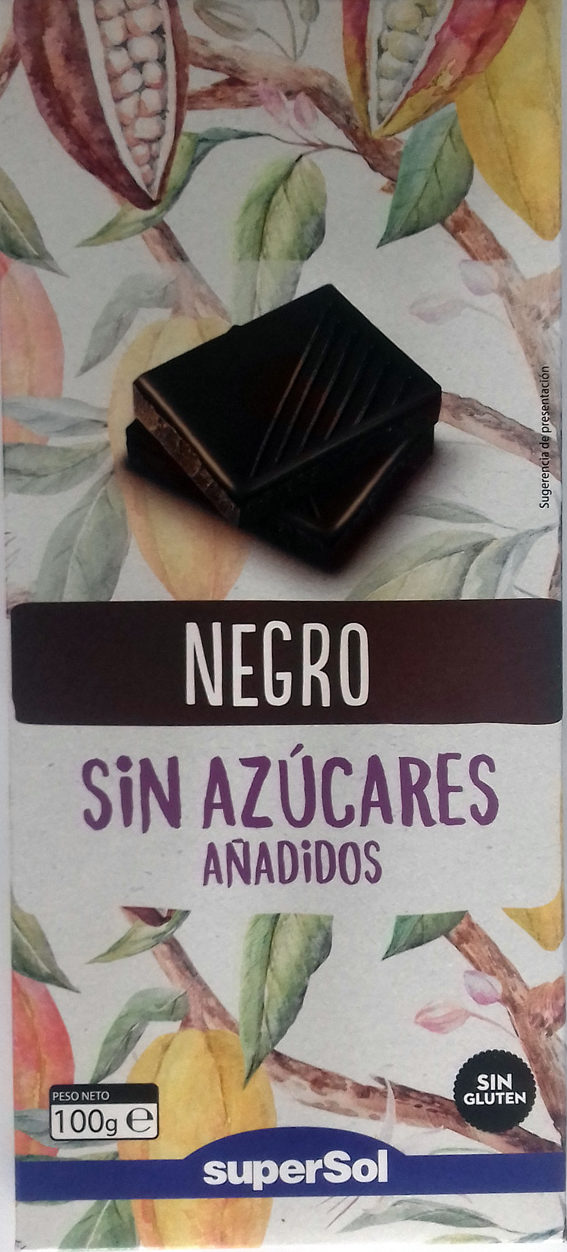 chocolate negro sin azúcar SuperSol