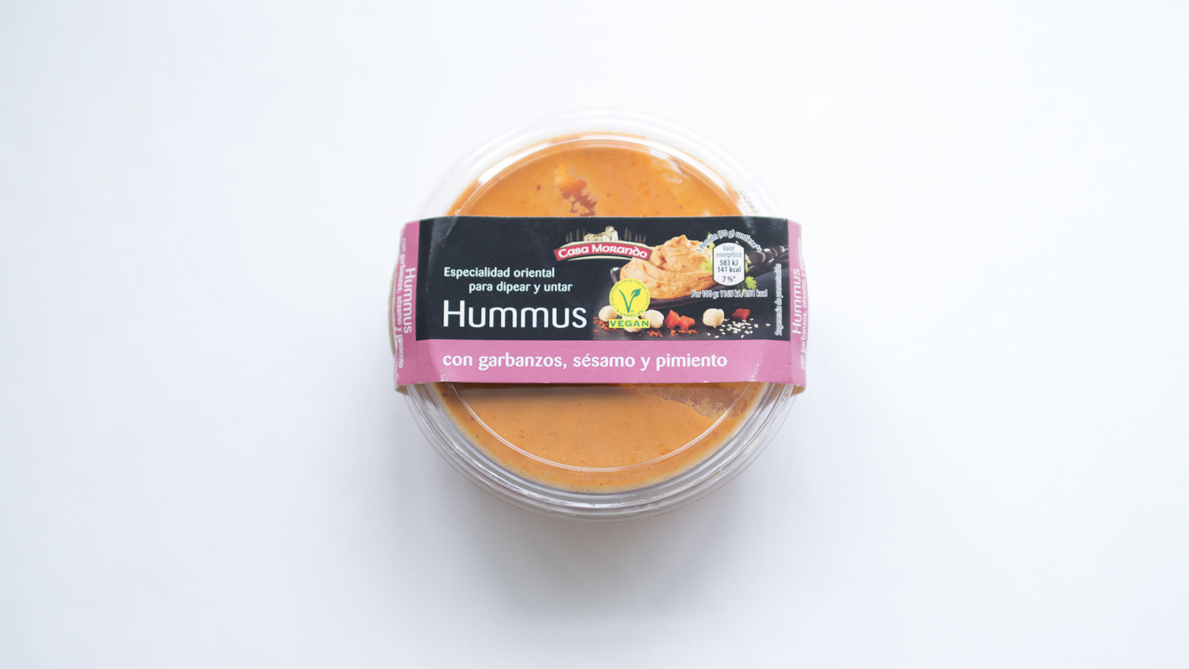 hummus ກັບ chickpeas, ຫມາກງາແລະ Casa Morando pepper